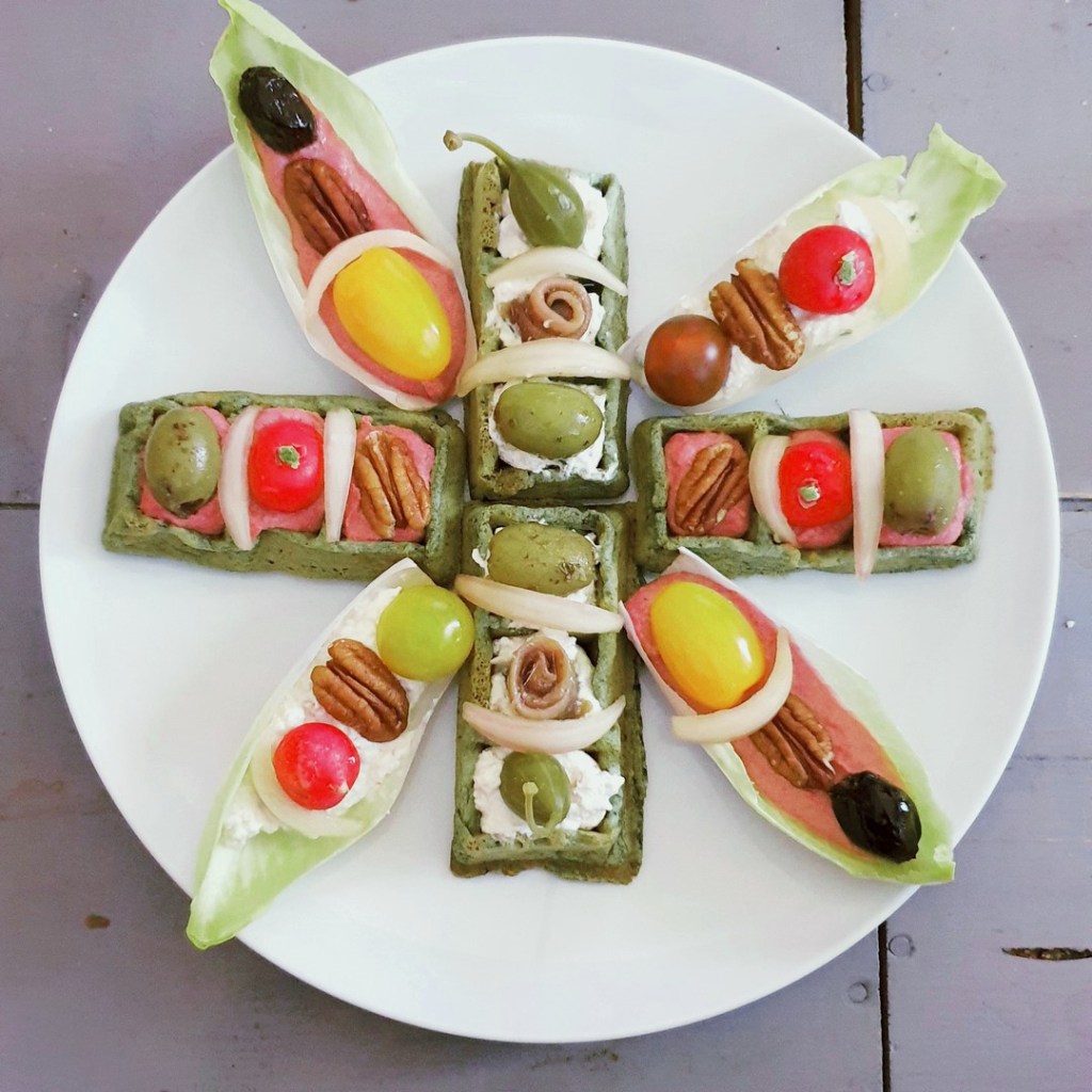 Gaufres vertes et ses garnitures froides