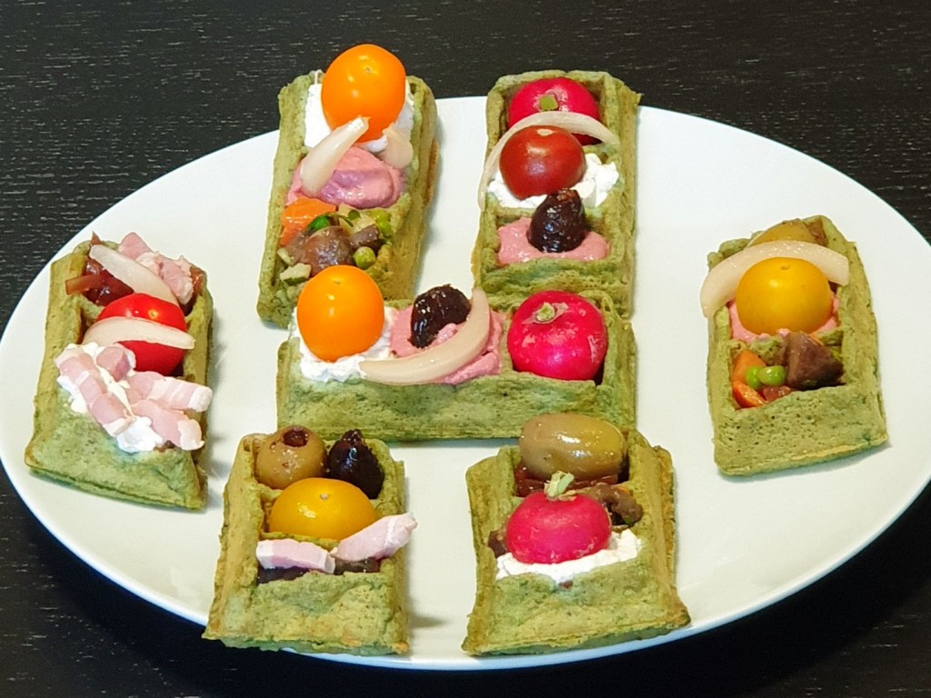 Gaufre verte et ses garnitures froides