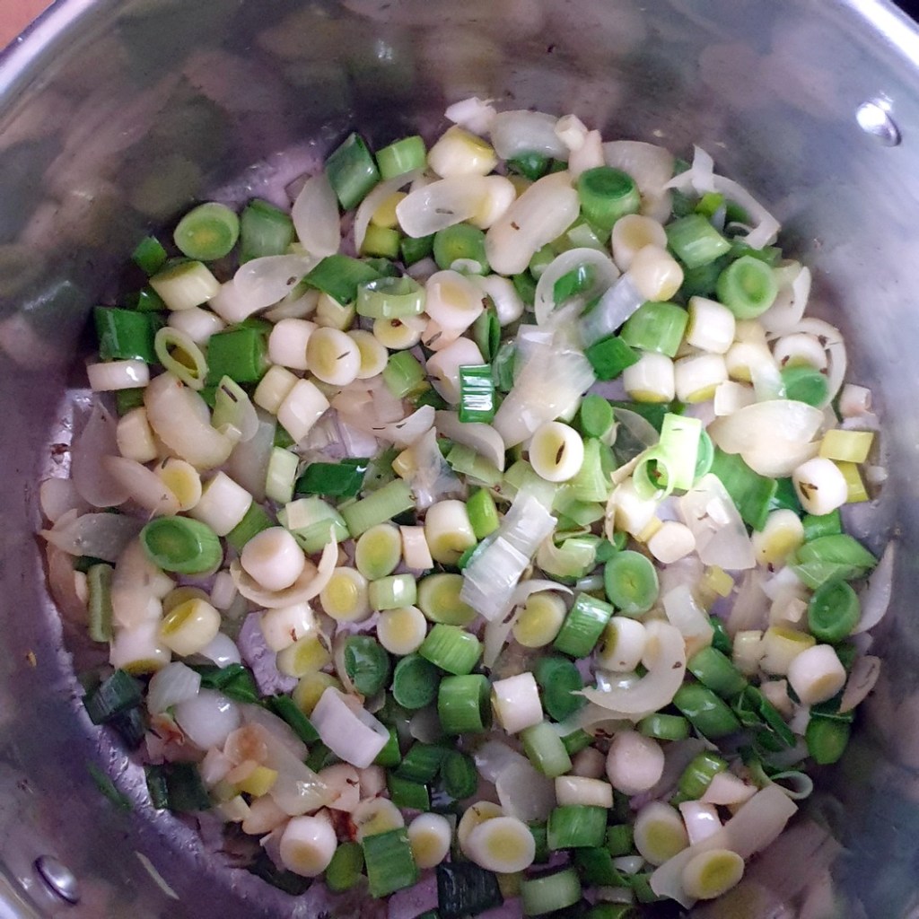 Crème de poireaux, précuisson des poireaux