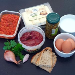 Ingrédients du gâteau de foies de poulet