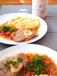 osso-buco, risotto au safran et rosé pétillant naturel
