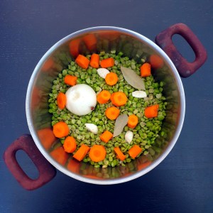 ingrédients pour une purée de pois cassés