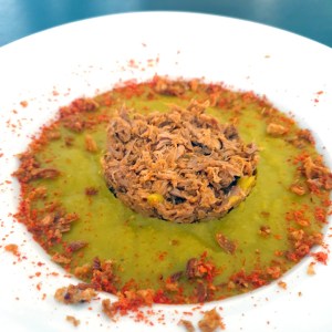 purée pois cassés et effiloché de porc au cidre