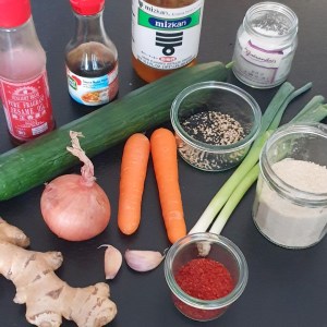 ingrédients du kimchi de concombre
