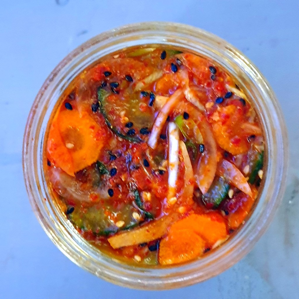 départ de fermentation du kimchi de concombre