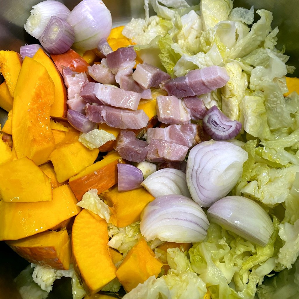 Ingrédients de la soupe au potimarron et au chou vert