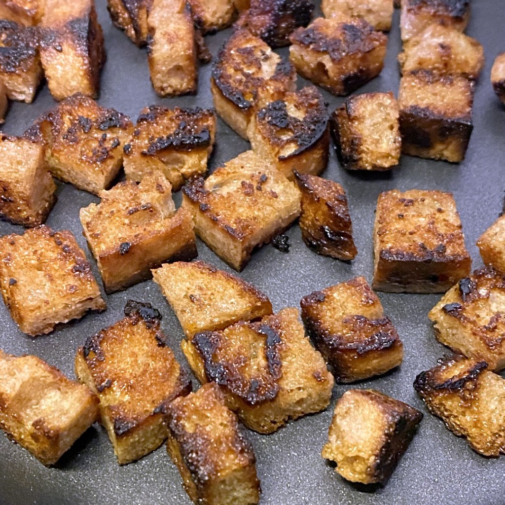 Croutons pour la soupe au potimarron et au chou vert