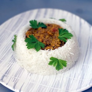 dahl ou dal de lentilles corail et riz basmati