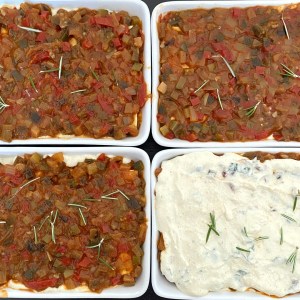 Assemblage des lasagnes de légumes d'été