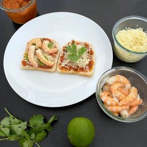 Montage du croque gambas salsa