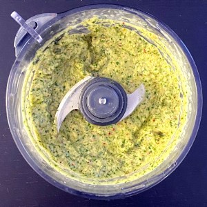 pates alle vongole au citron confit - ingrédients mixés