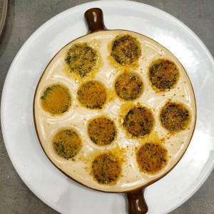 Moules gratinées - en sortie du four