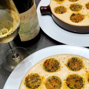 Moules gratinées - dégustation avec du muscadet