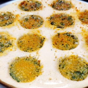 Moules gratinées - en sortie du four